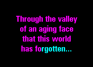 Through the valley
of an aging face

that this world
has forgotten...