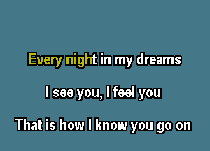 Every night in my dreams

I see you, I feel you

That is how I know you go on