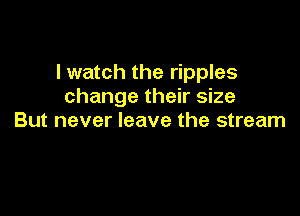 I watch the ripples
change their size

But never leave the stream