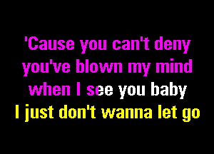 'Cause you can't deny
you've blown my mind
when I see you baby

I iust don't wanna let go