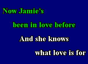 Now Jamie's

been in love before

And she knows

What love is for