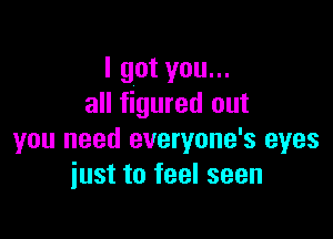 I got you...
all figured out

you need everyone's eyes
just to feel seen