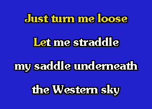 Just turn me loose
Let me straddle
my saddle underneath

the Western sky