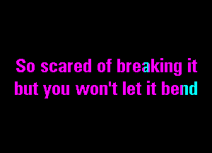 So scared of breaking it

but you won't let it bend
