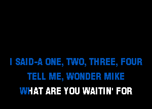 I SAID-A ONE, TWO, THREE, FOUR
TELL ME, WONDER MIKE
WHAT ARE YOU WAITIN' FOR
