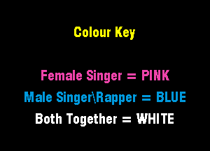 Colour Key

Female Singer . PINK
Male SingerXRapper BLUE
Both Together WHITE