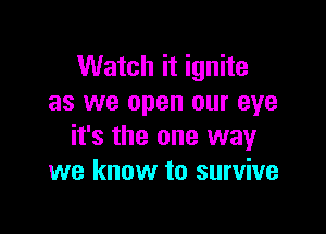 Watch it ignite
as we open our eye

it's the one way
we know to survive