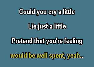 Could you cry a little
Liejust a little

Pretend that you're feeling

would be well spent, yeah..