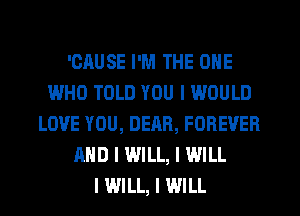 'CAUSE I'M THE ONE
WHO TOLD YOU I WOULD
LOVE YOU, DERR, FOREVER
MID I WILL, I WILL
I WILL, I WILL