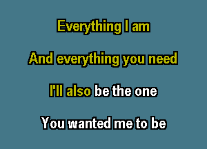 Everything I am

And everything you need

I'll also be the one

You wanted me to be