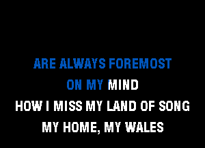 ARE ALWAYS FOREMOST
OH MY MIND
HOWI MISS MY LAND OF SONG
MY HOME, MY WALES