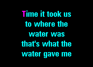 Time it took us
to where the

water was
that's what the
water gave me