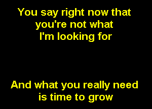 You say right now that
you're not what
I'm looking for

And what you really need
is time to grow