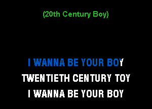(20th Century Boy)

IWAHHA BE YOUR BOY
TWEHTIETH CENTURY TOY
I WANNA BE YOUR BOY