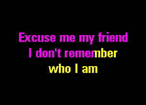 Excuse me my friend

I don't remember
who I am