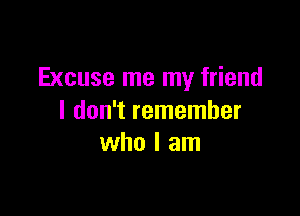 Excuse me my friend

I don't remember
who I am