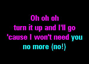 Ohohoh
turn it up and I'll go

'cause I won't need you
nalnore(no!)