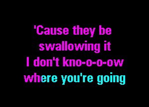 'Cause they be
swallowing it

I don't kno-o-o-ow
where you're going