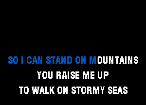 SO I CAN STAND 0H MOUNTAINS
YOU RAISE ME UP
TO WALK 0H STORMY SEAS