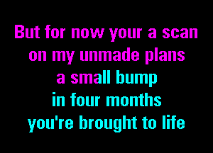 But for now your a scan
on my unmade plans
a small bump
in four months
you're brought to life