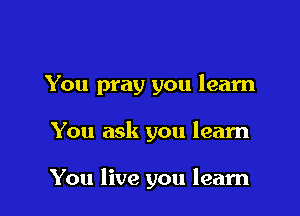You pray you learn

You ask you learn

You live you learn