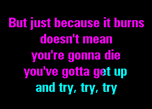 But iust because it burns
doesn't mean
you're gonna die
you've gotta get up
and try, try, try