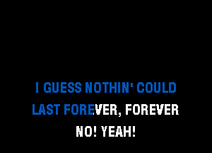 I GUESS HDTHIH' COULD
LAST FOREVER, FOREVER
N0! YEAH!