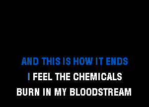 AND THIS IS HOW IT ENDS
I FEEL THE CHEMICALS
BURN IN MY BLOODSTREAM