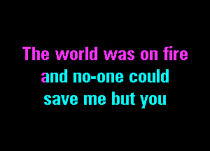 The world was on fire

and no-one could
save me but you