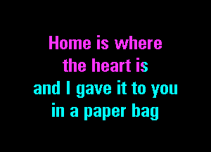 Home is where
the heart is

and I gave it to you
in a paper bag
