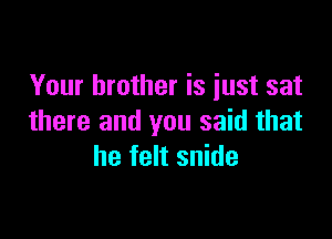 Your brother is just sat

there and you said that
he felt snide