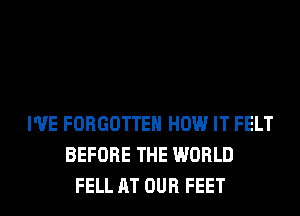 I'VE FORGOTTEN HOW IT FELT
BEFORE THE WORLD
FELL AT OUR FEET