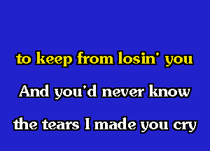 to keep from losin' you
And you'd never know

the tears I made you cry