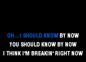 OH... I SHOULD KNOW BY HOW
YOU SHOULD KNOW BY HOW
I THINK I'M BREAKIH' RIGHT NOW