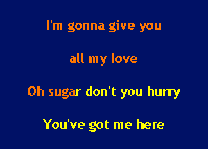 I'm gonna give you

all my love

Oh sugar don't you hurry

You've got me here