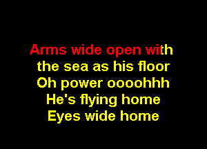 Arms wide open with
the sea as his floor

Oh power oooohhh
He's flying home
Eyes wide home