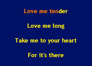 Love me tender

Love me long

Take me to your heart

For it's there