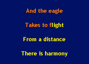 And the eagle
Takes to flight

From a distance

There is harmony