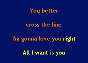 You better

cross the line

I'm gonna love you right

All I want is you