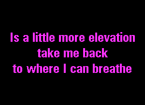 Is a little more elevation

take me back
to where I can breathe