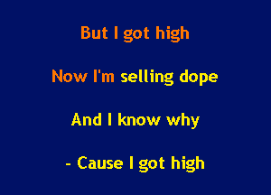 But I got high

Now I'm selling dope

And I know why

- Cause I got high