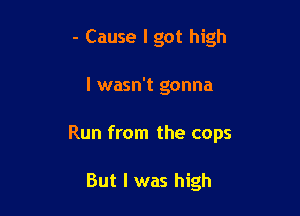 - Cause I got high

I wasn't gonna

Run from the cops

But I was high