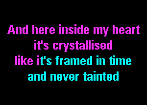 And here inside my heart
it's crystallised
like it's framed in time
and never tainted