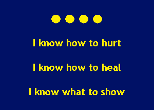 0000

I know how to hurt

I know how to heal

I know what to show