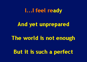 l...l feel ready

And yet unprepared

The world is not enough

But it is such a perfect