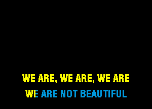 WE ARE, WE ARE, WE ARE
WE ARE NOT BEAUTIFUL