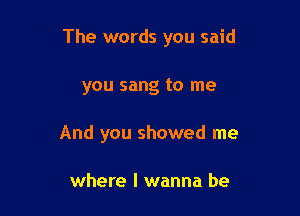 The words you said

you sang to me
And you showed me

where I wanna be