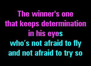 The winner's one
that keeps determination
in his eyes
who's not afraid to fly
and not afraid to try so