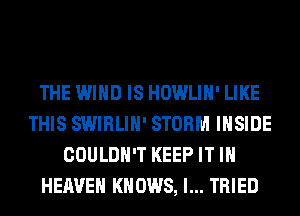 THE WIND IS HOWLIH' LIKE
THIS SWIRLIH' STORM INSIDE
COULDN'T KEEP IT IN
HEAVEN KNOWS, I... TRIED