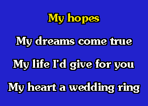 My hopw

My dreams come true

My life I'd give for you

)nly make-believe